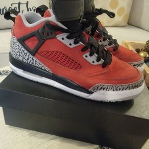 Red and Black Jordan Sneakers with Elephant Print